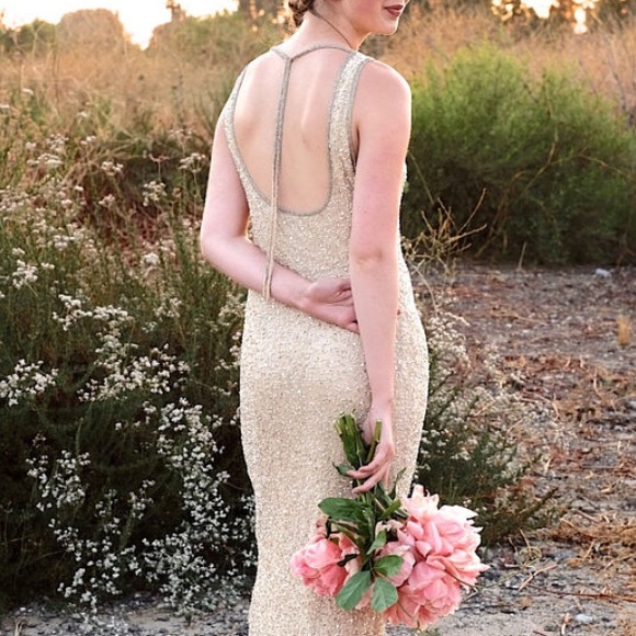 SOLD Stunning Embellished Silk Dress, wedding prom - Picture 3 of 5